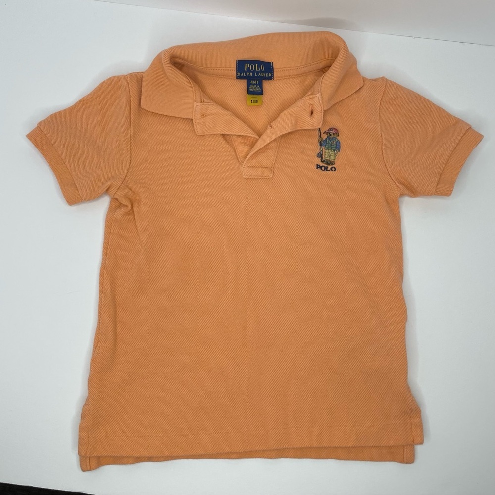 Polo Ralph Lauren Kids Fishing Bear Washed Cotton Polo Shirt 4/4T Fair Orange